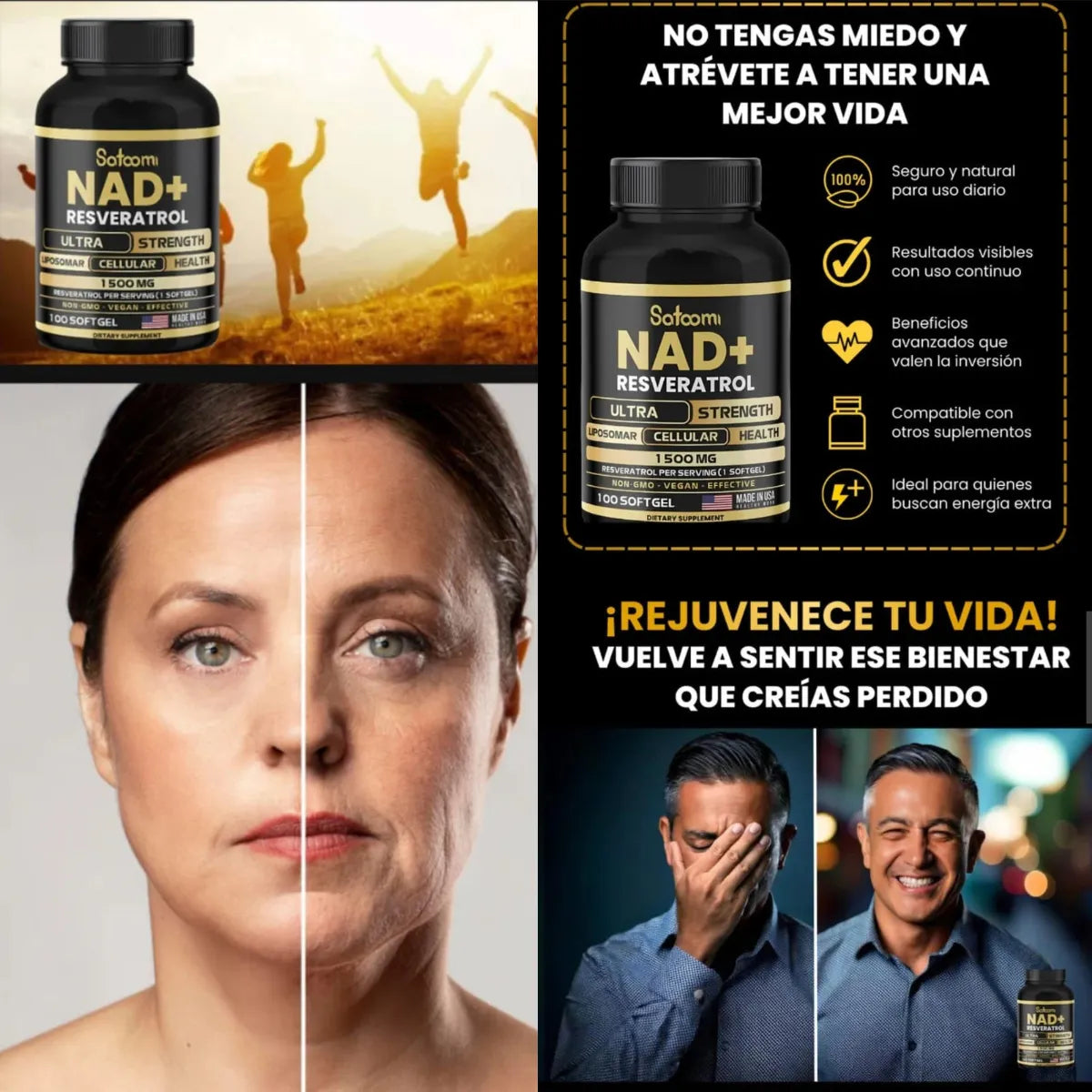 💊 NAD+ Resveratrol 1500 mg 🔥 ¡Llévate 2 por solo $39.99!