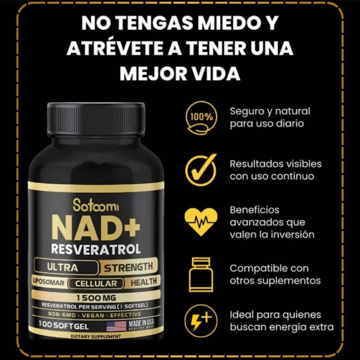 💊 NAD+ Resveratrol 1500 mg 🔥 ¡Llévate 2 por solo $39.99!