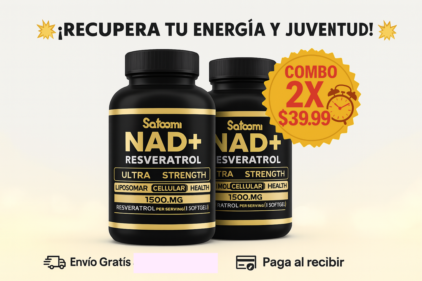 💊 NAD+ Resveratrol 1500 mg 🔥 ¡Llévate 2 por solo $39.99!
